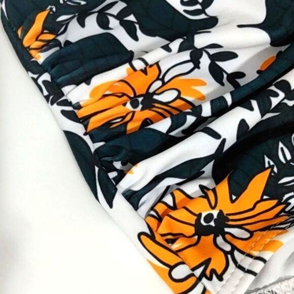 MARIGOLD & FOREST GREEN RUCHED HIGH WAIST BIKINI BOTTOMS SIZE XL NWOT - Picture 9 of 10